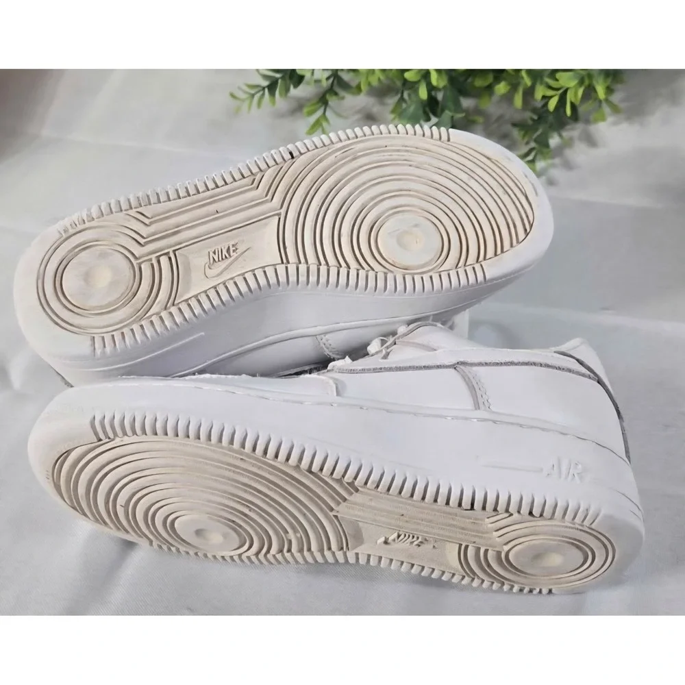 Nike Air Force 1 Low White Leather Lace-Up Sneakers Youth US 2.5